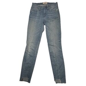 Madewell 9" High Rise Skinny Jeans Womens 25 Blue Raw Hem Ankle Slit Stretch